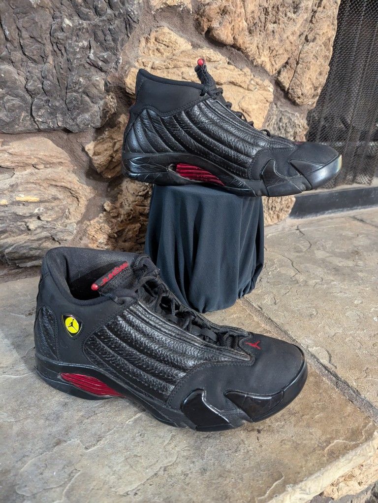 Nike Air Jordan 14 Retro Last Shot ‘18 487471-003 OG Cherry Black Bred SZ 11 & Bag