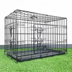 (Brand New) $40 Folding 30” Dog Cage 2-Door Folding Pet Crate Kennel w/ Tray 30”x18”x20”
