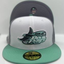 Tampa Bay Devil Rays Exclusive Inaugural Season Side Patch With Gray Under Visor New Era 59fifty Fitted Hat Sizes 7 1/2