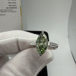 3.48ctw Marquise Lab Diamond Ring IGI Certified 14k White Gold