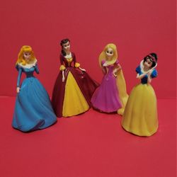 4 Disney Princesses 3” Dolls PVC Snow White, Belle, Rapunzel, Cinderella VTG.
