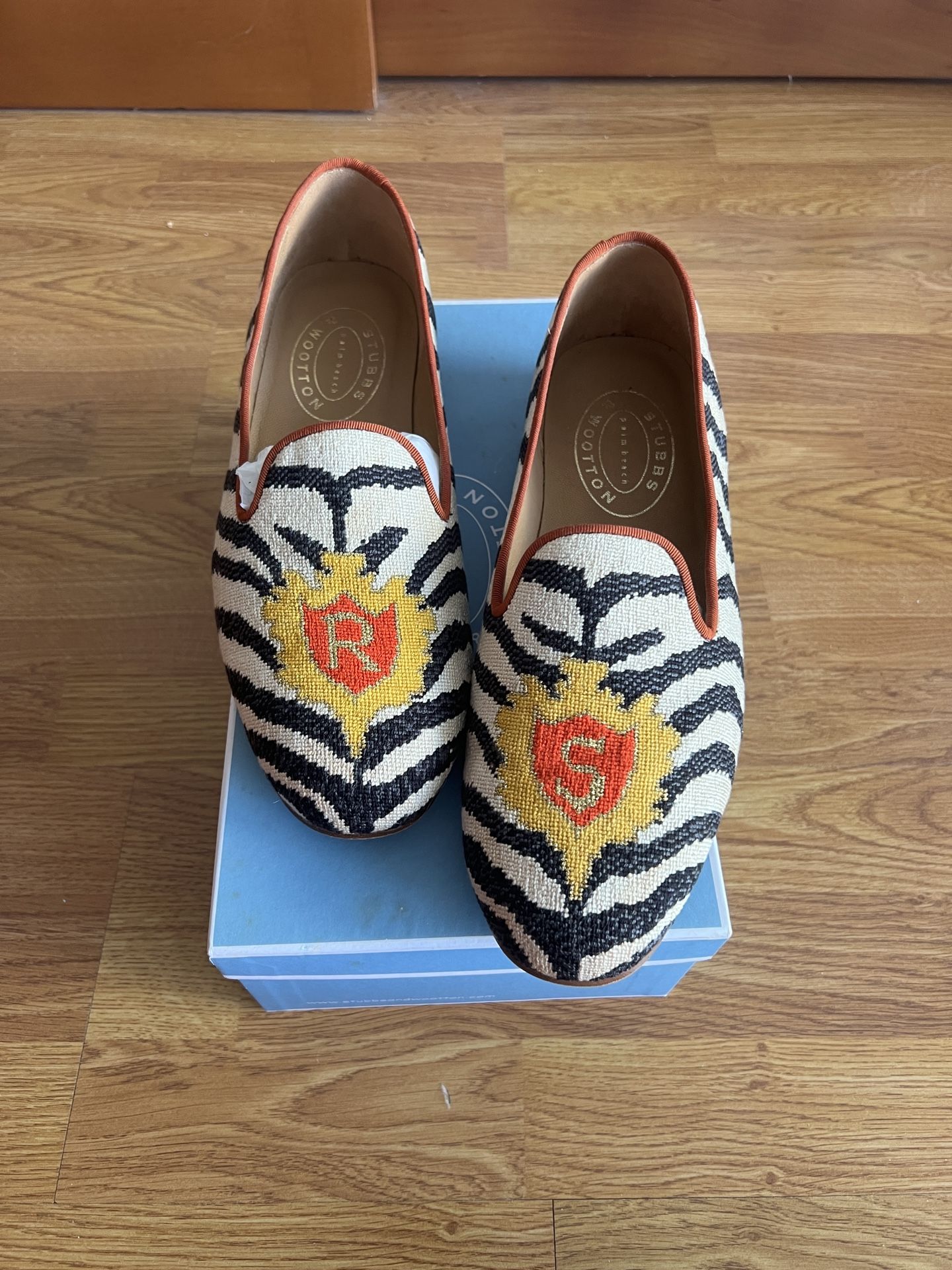 Bespoke Stubbs & Wootton Mens Needlepoint Slipper, Size 11.5