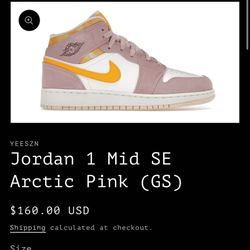 Nike Air Jordan 1 Mid Arctic Pink Brand New 6.5 Youth