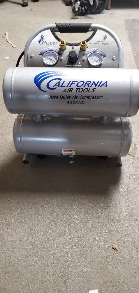 California Air Tools 4620AC Ultra Quiet and Oil-Free 2.0 Hp, 4.6 Gal. Aluminum Twin Tank Electric Portable Air Compress