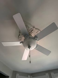 White 52 in 5-Blade Ceiling Fan with Bowl Light Kit and Pull Chains