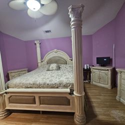 Michael Amini Monte Carlo Silver Snow Collection Luxury Furniture Bedroom Set 