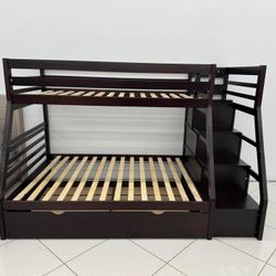 Brand New 🎉$10 Down Payment Finance 🌌 Ellington Brown Twin Full Bunk Bed With Trundle