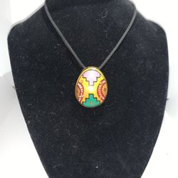 Hand painted Ceramic Whistle Pendant Necklace 