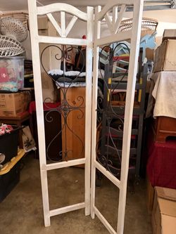 White Wood and Wrought Iron Room Divider