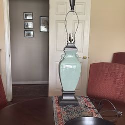 Ceramic lamp On Wood Base