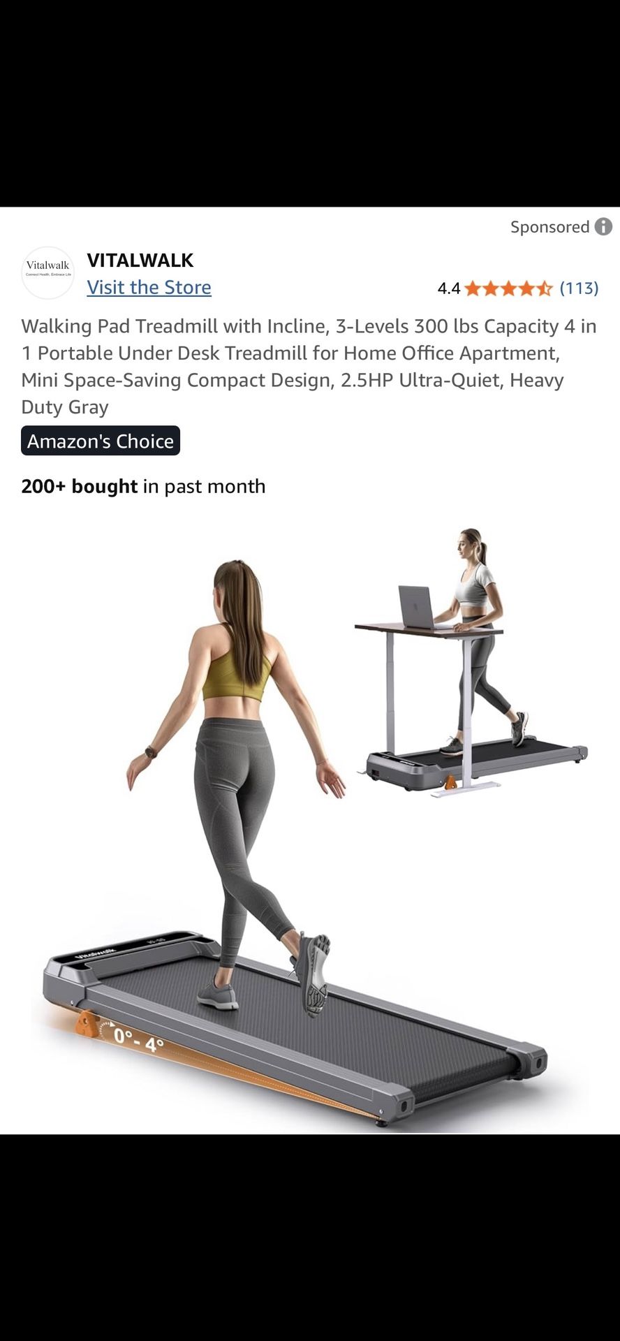 Vitalwalk Treadmill With Incline And Remote Control New