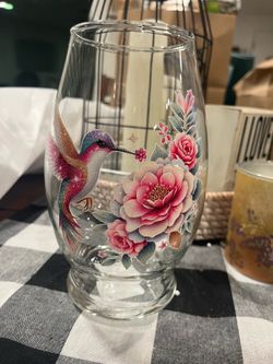 Hummingbird glass vase