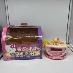 Vintage Hello Kitty Tea Cup Alarm Clock Radio Night Light Lemon Sanrio 2003 WORK