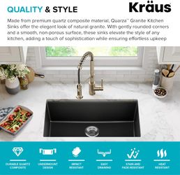 KRAUS KGU-413B 31" Granite Kitchen Sink Black Onyx – DAMAGED #1985D G1
