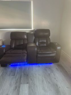 Leather recliner two seater