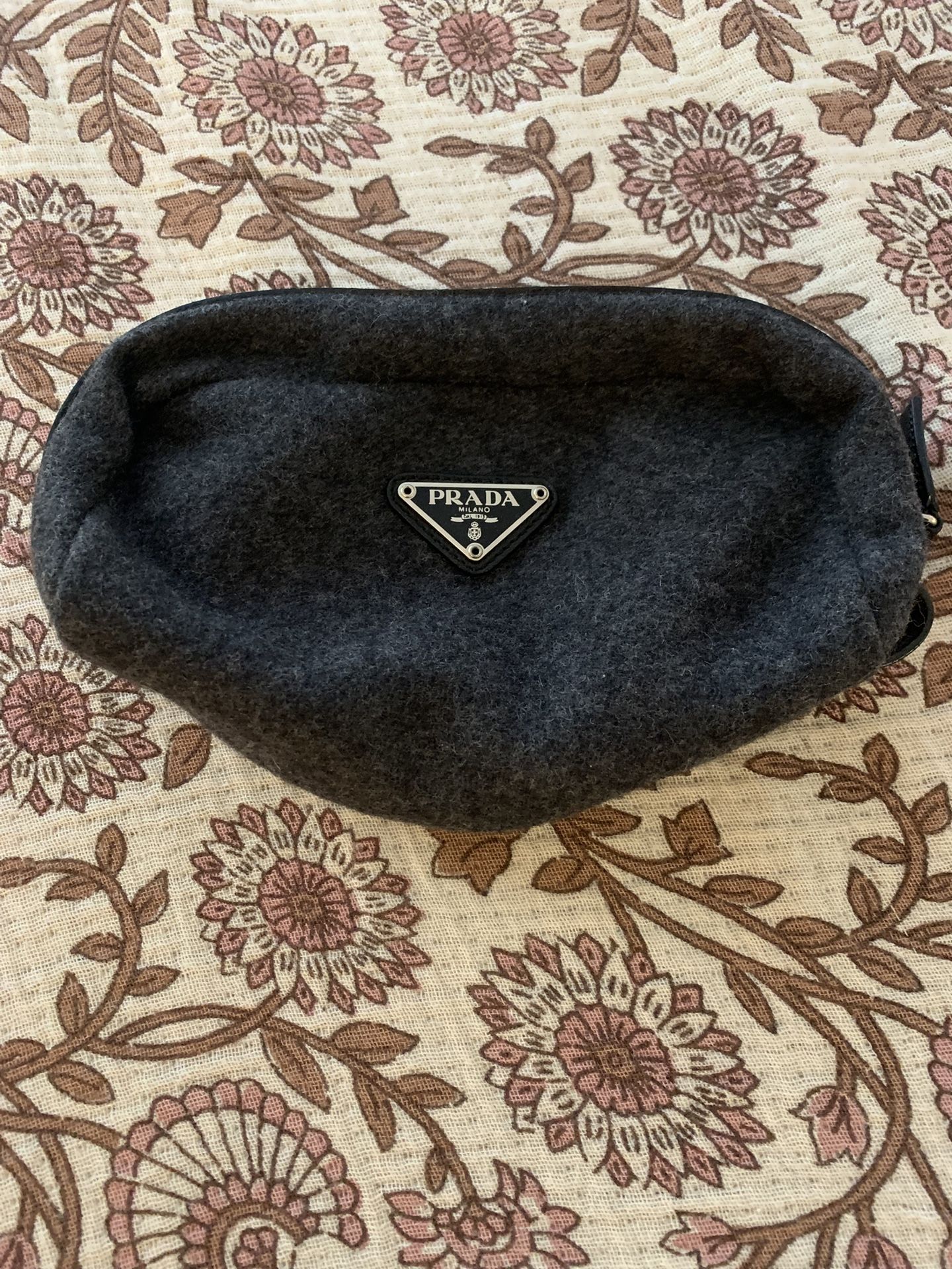 Gray Prada Cosmetic Bag