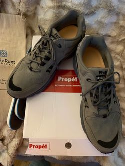 Propet Men’s Stability Walker Shoes & Insoles Grey/Black Nubuck Size 13 W(E) NIB