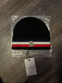 Black, white and red designer beanie Black, white and red designer beanie