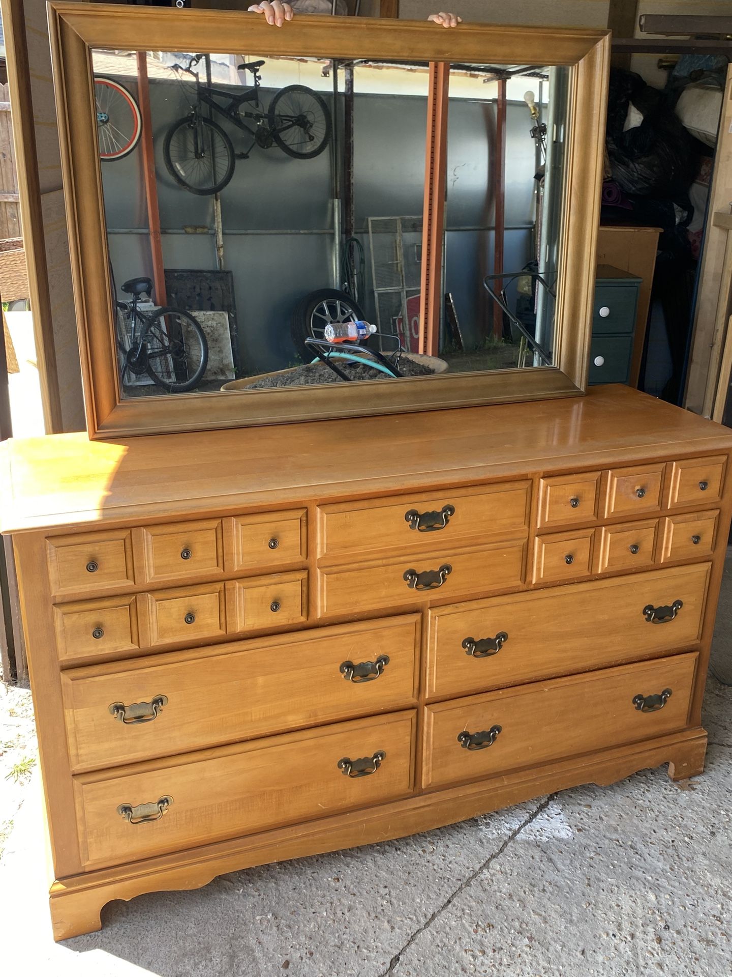 All Wood Dresser With Mirror HEAVY!!