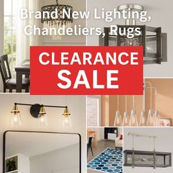 Huge Fall Clearance – Brand New Chandeliers, Lighting, Rugs OBO