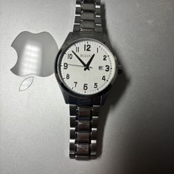 Bulova Silver Stainless Steel Watch (White Dial)