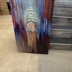 Large Abstract Canvas Wall Art – Modern Cityscape – 36” x 24”