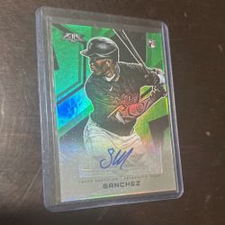 MLB Fire Topps 2021 Jesus Sanchez Auto Green Foil Parallel Holo