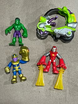Imaginext lot Marvel Thanos w/ Gauntlet & Ironman & Hulk w/ vehicle