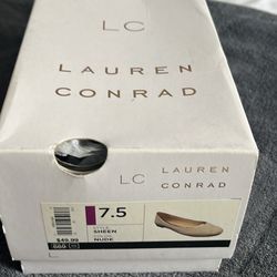LC Lauren Conrad Women’s Sheen Slip On Comfort Ballet Flats Nude Size 7.5