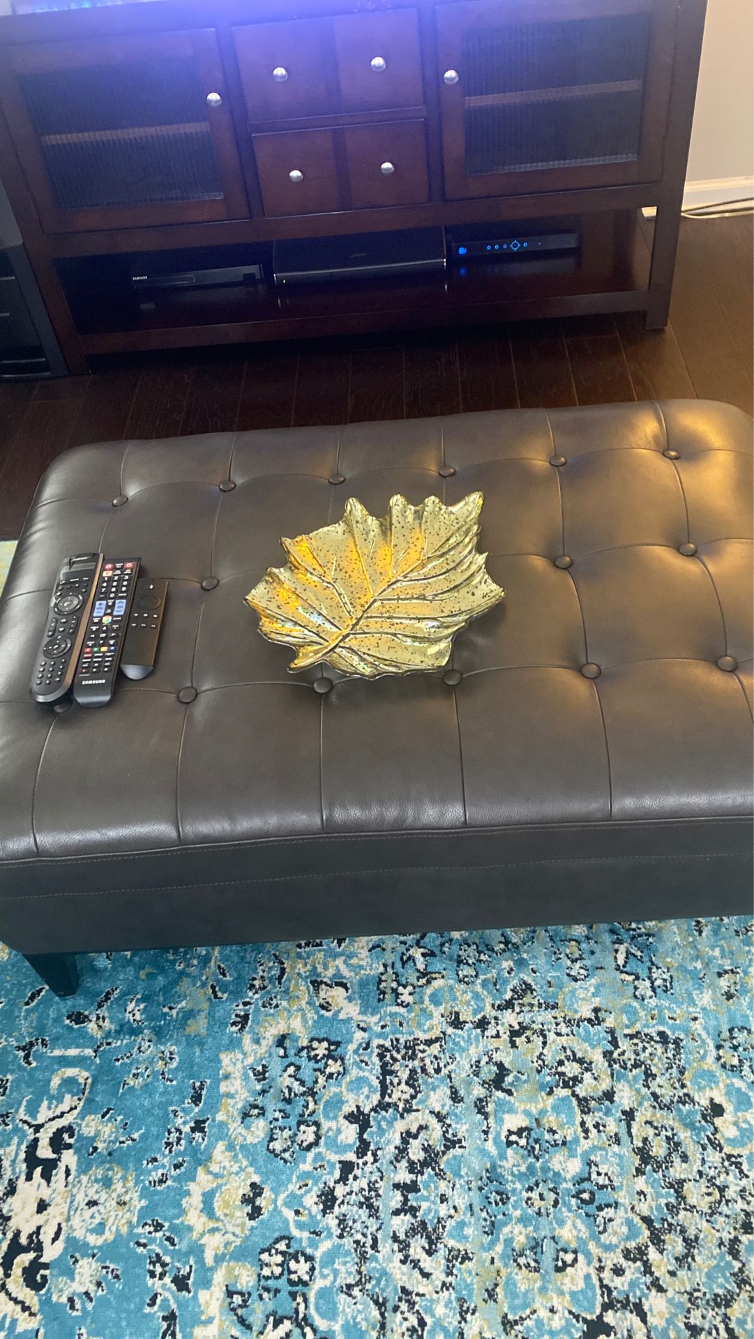 100 percent leather ottoman