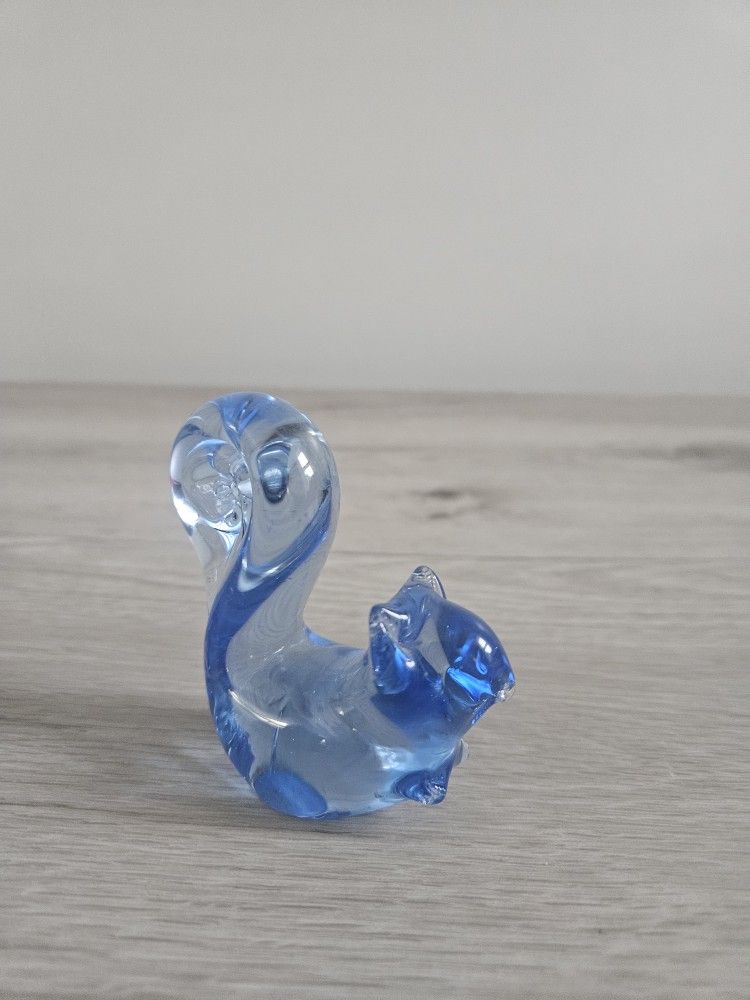 Vintage Art Glass Mini Squirrel Cobalt Blue Paperweight Figurine