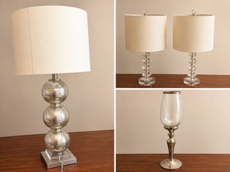 Mercury Glass Table Lamps and Vase Set