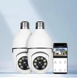 2Pack WiFi 1080P HD Camera Infrared Night Vision with Bulb for Remote Surveillance Indoor Security Camera for Baby Monitor Dog Camera W/2-Way Audio Si