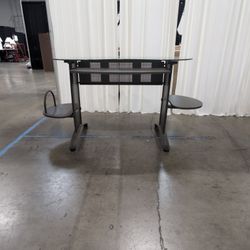 Black Metal Computer Desk with Glass Top