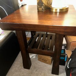 Set Of 2 World Market Hako End Tables, Dark Cherry Wood