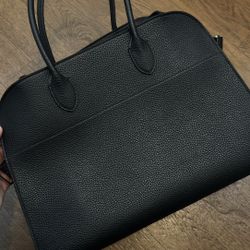 The Row Margaux 15 Authentic Black Leather Bag