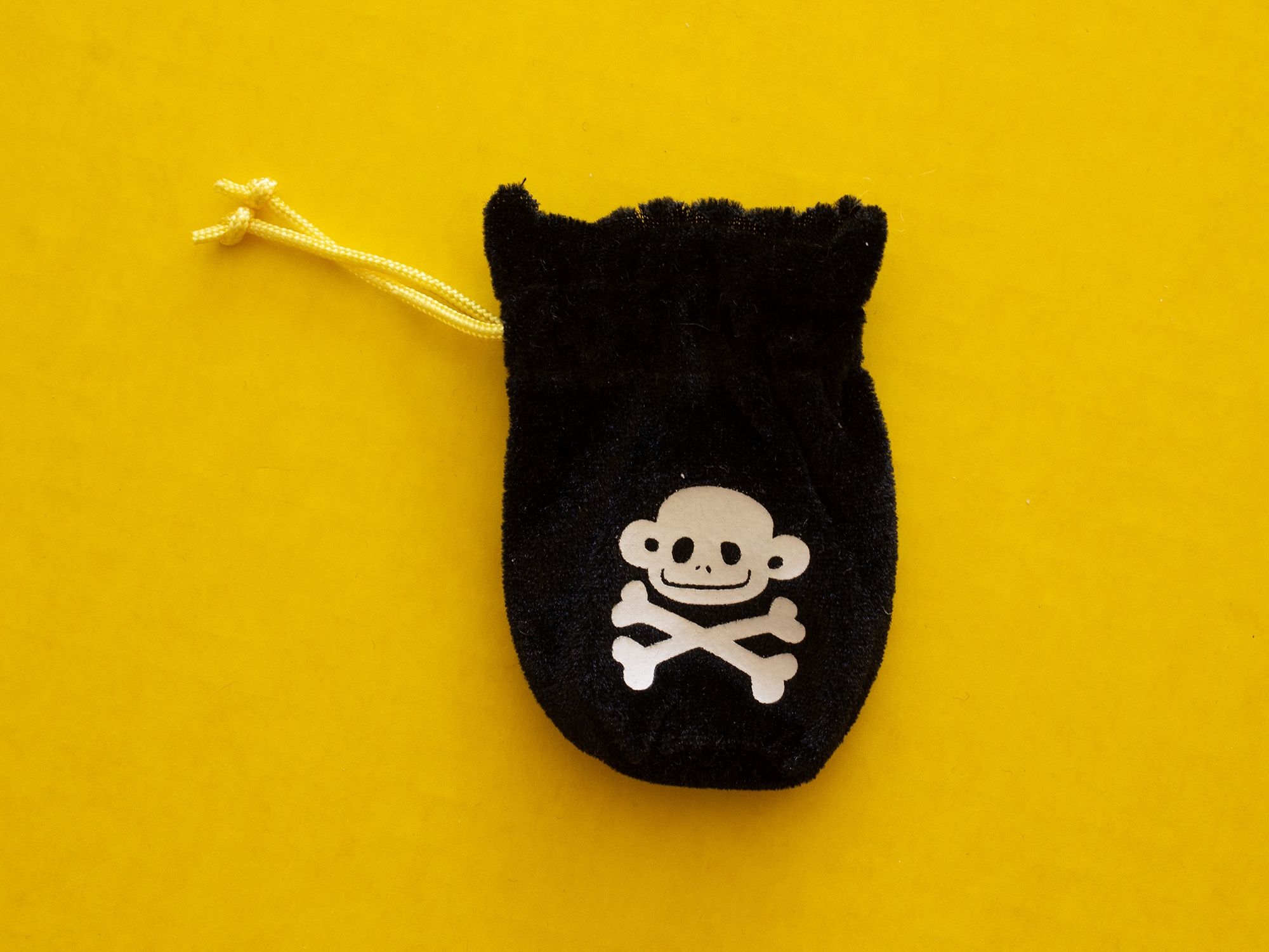 Monkey Pirate Black Velour Drawstring Pouch
