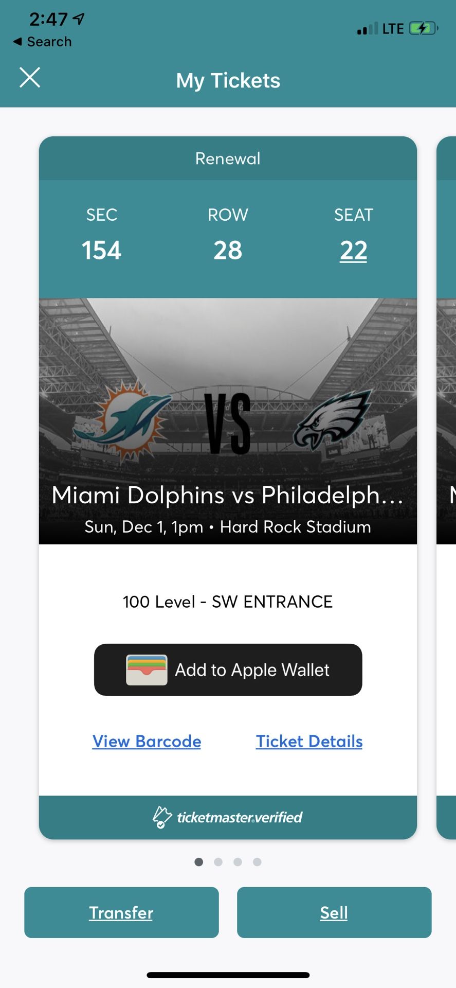 Eagles vs Dolphins.