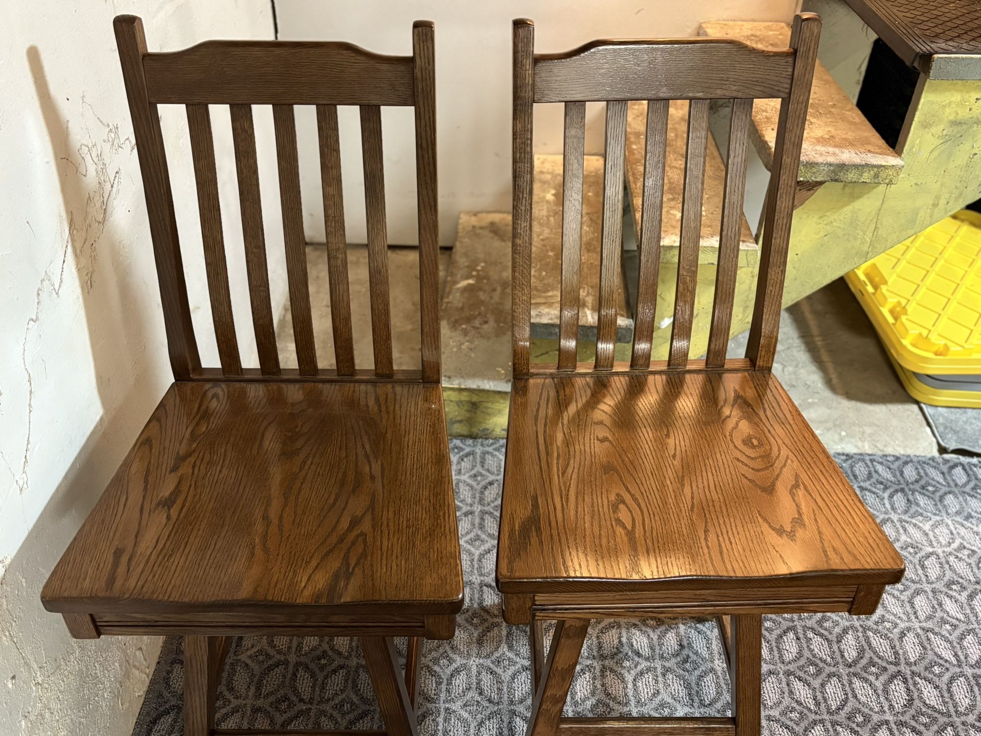 2 Solid Oak Farmhouse Dining/counter  Chairs