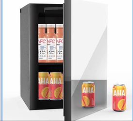 New in box  24 Can Freestanding Beverage Refrigerator, 0.9 Cu. Ft Mini Fridge with Mirror Front