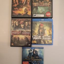 Pirates of the Caribbean Complete Movie Collection – Lot of 5 Mix DVD - Blueray