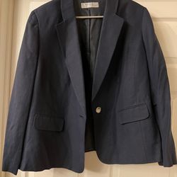 Tahari Linen-blend pant suit set Womens Plus-size (Navy)