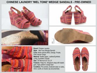 Chinese Laundry’ Wel Tone’  multi color Woven Platform Wedge Sandals- 6