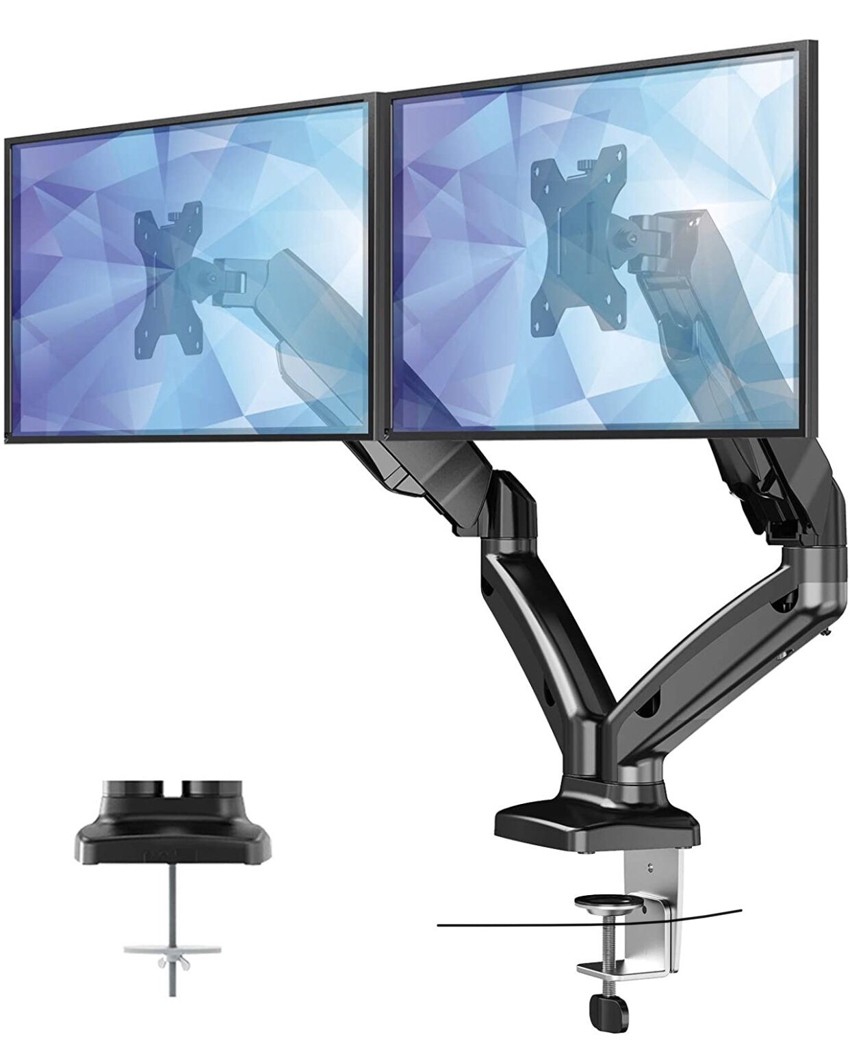 Dual Monitor Stand - Fully Adjustable Monitor Desk Mount Gas Spring LCD. NEW
