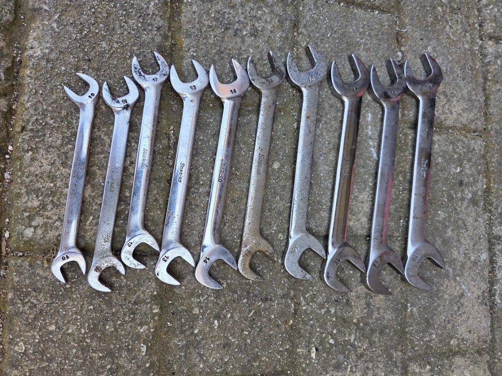 SNAP ON 10 Pc Four Way Angle Head Open End Wrench Set