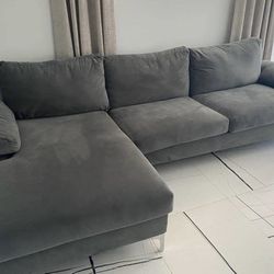 Modern Light Grey Left Side Sectional Delivery Available 🚚