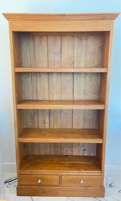 Solid Wood Bookcase with Bottom Drawers