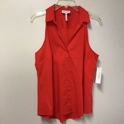Women’s LAUNDRY by Shelli Segal Los Angeles Cotton/polyester/spandex button-down sleeveless shirt… Size 8