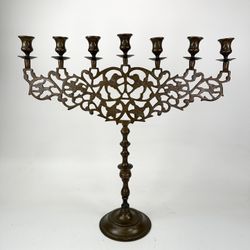 Antique Bronze Seven Candle Jewish Menorah W Lions Of Judea 23” Tall 23” Wide 
