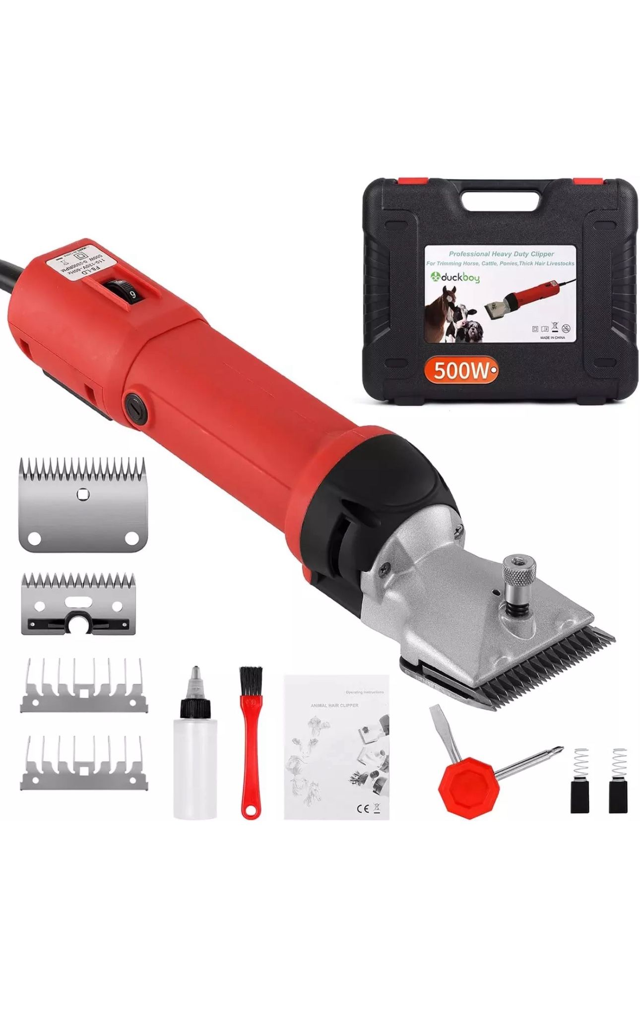 Heavy Duty Clippers for Thick Coats Animals, 500W Professional Electric Shearing